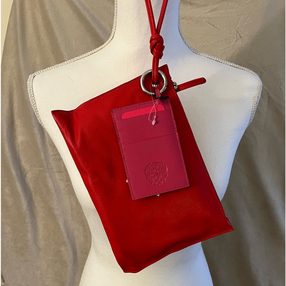 BNWT Vince Camuto clutch with hot pink wallet